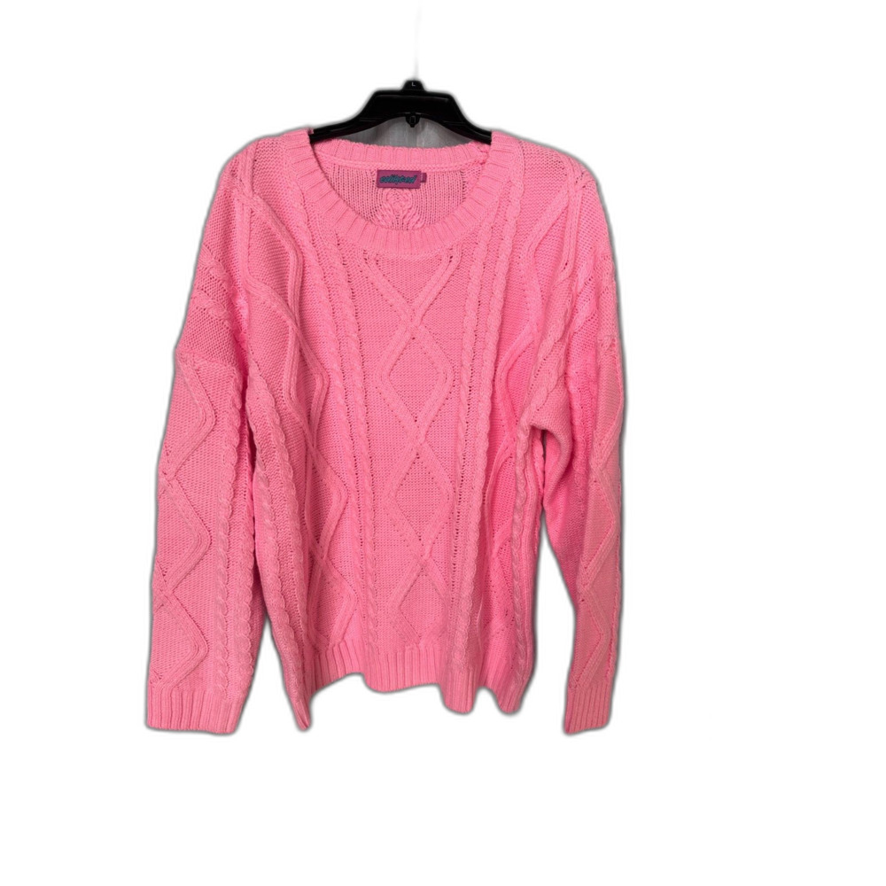 Edikted Kennedy Oversized Cable Knit Sweater in Barbie Pink